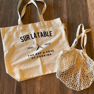 Sur La Table Cream Tote and French Market Bag Set